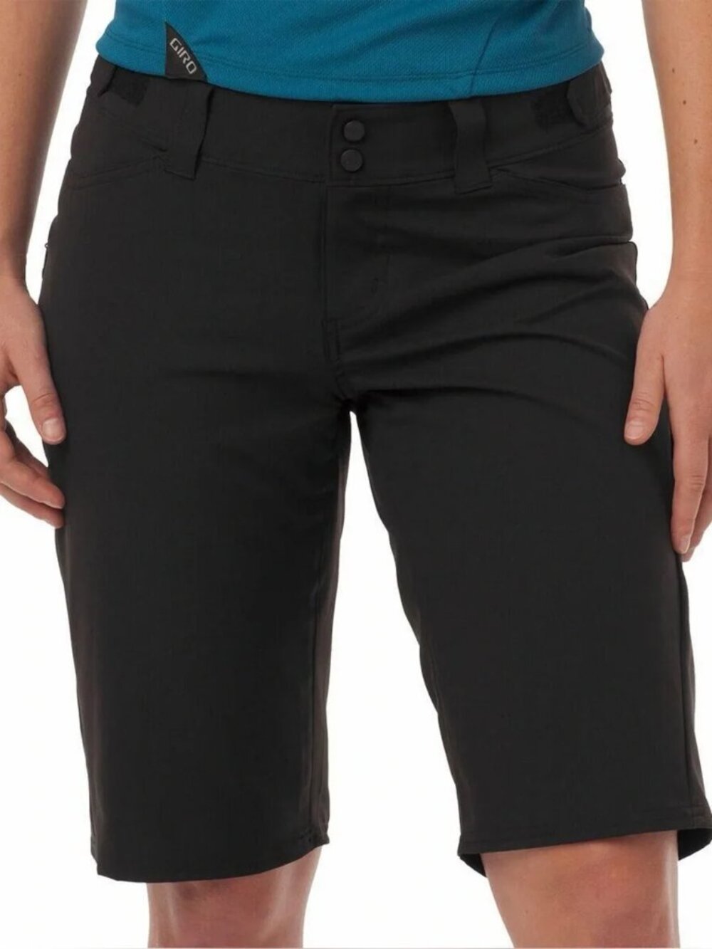 GIRO Arc Shorts Womens 4 Black Biker Cycling Adjustable Waist Pockets Stretch